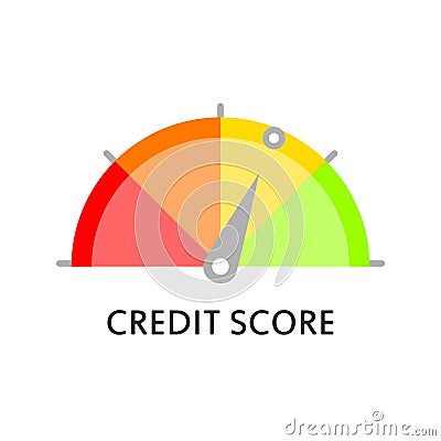 Credit score gauge. Rating. Credit score meter. Vector icon in flat style. Vector Illustration