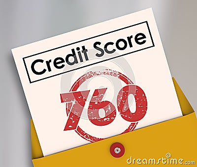 Credit Score Rating Report Card Number Envelope Stock Photo