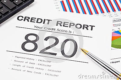 Credit score report. Stock Photo