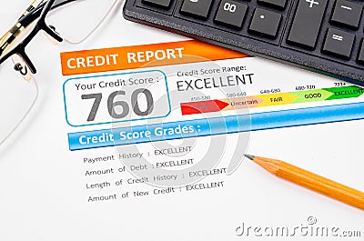 Credit score report. Stock Photo