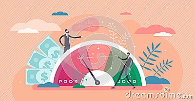 Credit score vector illustration. Wealth evaluation in tiny persons concept Vector Illustration