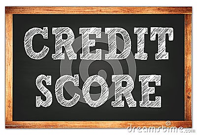 CREDIT SCORE words on black wooden frame school blackboard Stock Photo