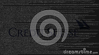 Credit Suisse logo made of source code on computer screen. Editorial 3D rendering Editorial Stock Photo