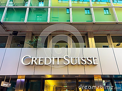 Credit Suisse - Swiss bank belonging to UBS bank Editorial Stock Photo