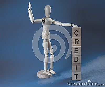 Credit word on building cubes. Enlarging of loan concept Stock Photo