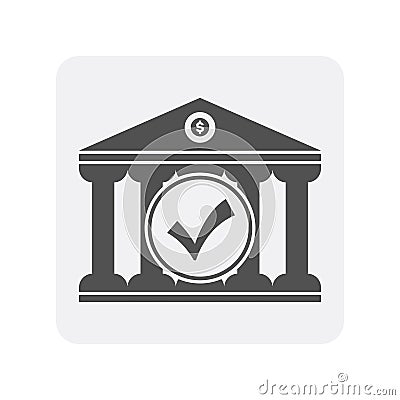 Creditworthiness icon with bank building element Cartoon Illustration