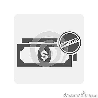 Creditworthiness icon with money banknote sign Cartoon Illustration