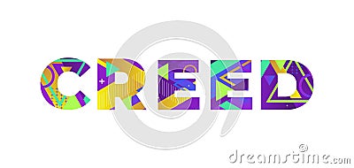 Creed Concept Retro Colorful Word Art Illustration Vector Illustration