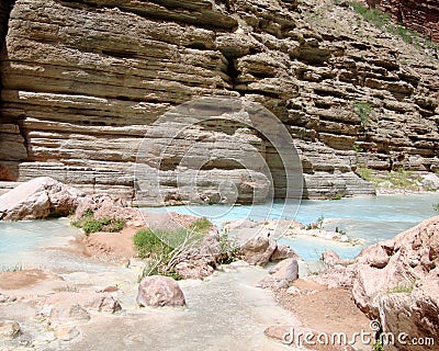 Calcium Carbonate Water River in a Canyon Stock Photo