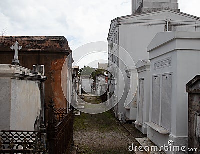 Creepy alley way of cemetery in the big easy Editorial Stock Photo