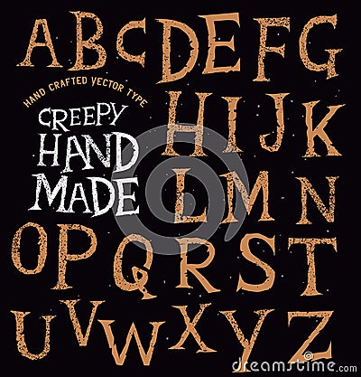 Creepy Ancient Handmade Lettering Vector Illustration