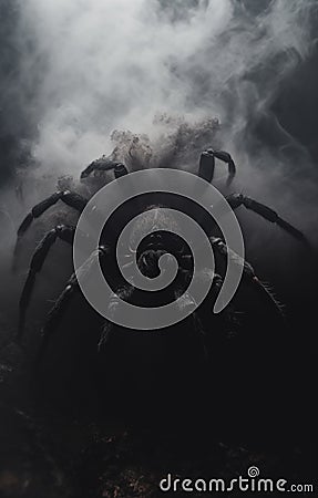 Creepy Black Spider Stock Photo