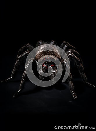 Creepy Black Spider - furry Stock Photo