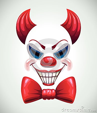 Creepy clown mask. Vector angry Joker face elements Vector Illustration