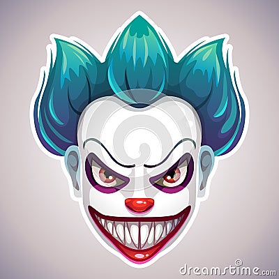 Creepy clown mask. Vector Illustration