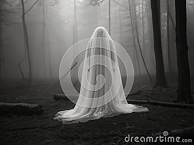 A creepy ghost covered in a ragged cloak Stock Photo