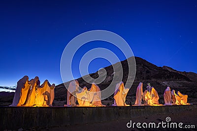 Creepy ghost sculpture installation in Rhyolite, Nevada Editorial Stock Photo