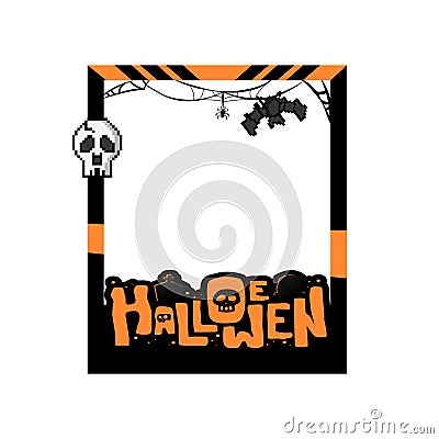 Creepy halloween photo frame design vector Vector Illustration