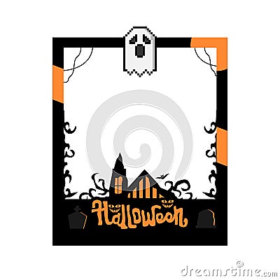 Creepy halloween photo frame illustration design template Vector Illustration