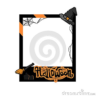 Creepy halloween photo frame template design Vector Illustration