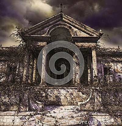 Creepy haunting ruins of an ancient temple or tomb Stock Photo