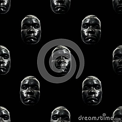 Creepy Mask Motif Seamless Pattern Stock Photo