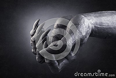 Creepy monster claw in the dark Stock Photo