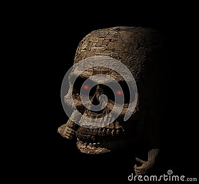 Creepy Skull wood facing right Stock Photo