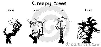 Creepy trees set Vector Illustration