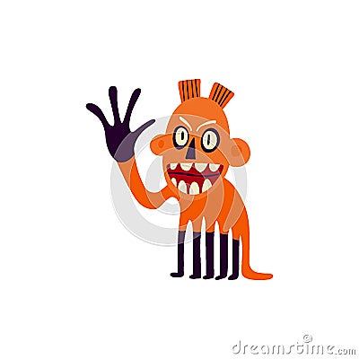 Creepy zombie character. Vibrant bright Strange ugly Halloween characters Vector Illustration