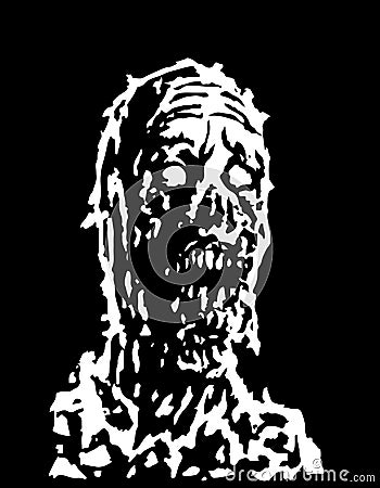 Creepy zombie head. Vector illustration. Vector Illustration