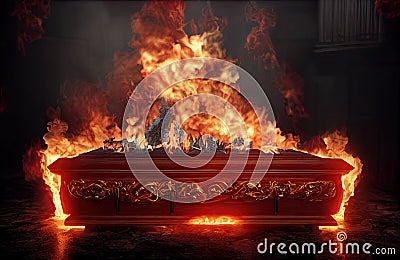 Crematory coffin burning Stock Photo