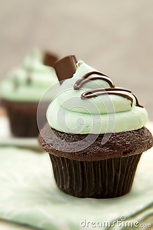 Creme De Mint Cupcake Stock Photo