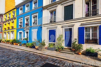 Cremieux Street Rue Cremieux, Paris, France. Rue Cremieux in the 12th Arrondissement is one of the prettiest residential streets Stock Photo