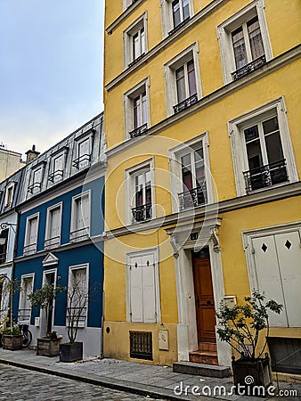 Cremieux Street Rue Cremieux, Paris, France. Rue Cremieux in the 12th Arrondissement is one of the prettiest residential streets. Stock Photo