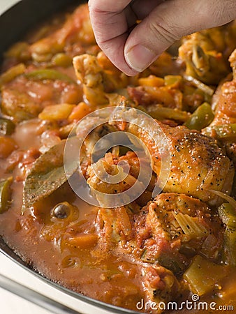 Creole Chicken Louisiana Style Cooking In a Pan Stock Photo