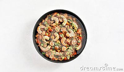 Creole jambalaya with chicken, smoked sausages and vegetables Stock Photo