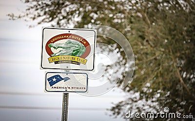 Creole Nature Trail sign - Louisiana Editorial Stock Photo