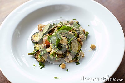 Creole salad with beans, chickpeas and zucchini Stock Photo