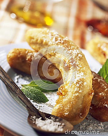 Creole-style fried bananas Stock Photo