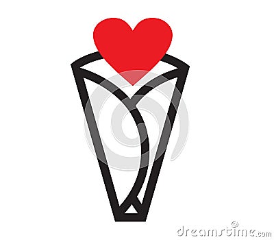 Crepe Icon Design with Love Vector Illustration