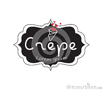 Crepe Logo Design with Love Vector Illustration