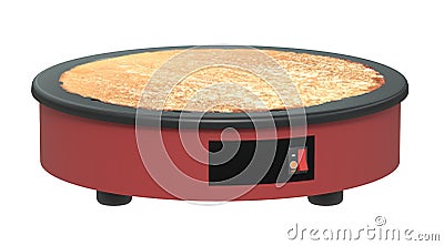 Crepe maker machine with crepe on white background Stock Photo