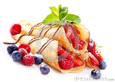 Crepes With Berries Stock Photo