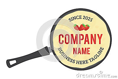 Crepes or Pancakes in Crepe Pan Logo Vector Illustration