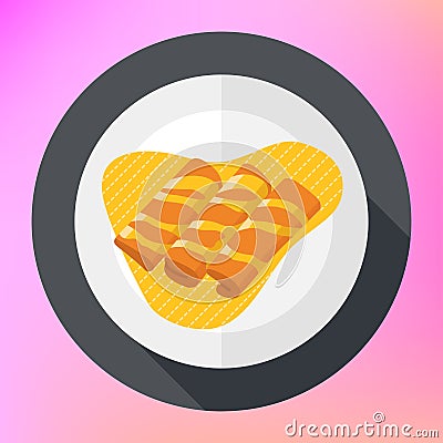 Crepes pancakes honey syrup flat. Vector Illustration