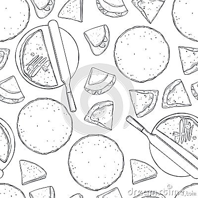 Crepes, thin pancakes. Vector pattern Vector Illustration