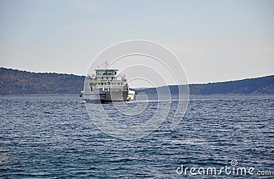 Cres, Croatia August 2021.The ferry transports passengers and vehicles from the mainland to the islands of Cres and Losinj. Editorial Stock Photo