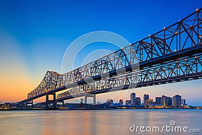 The Crescent City Connection Bridge on the Mississippi river Stock Photo