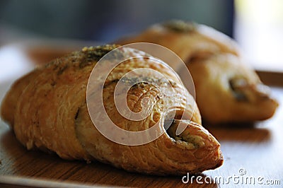 Crescent in coffee shoppe, cheese crescent Stock Photo